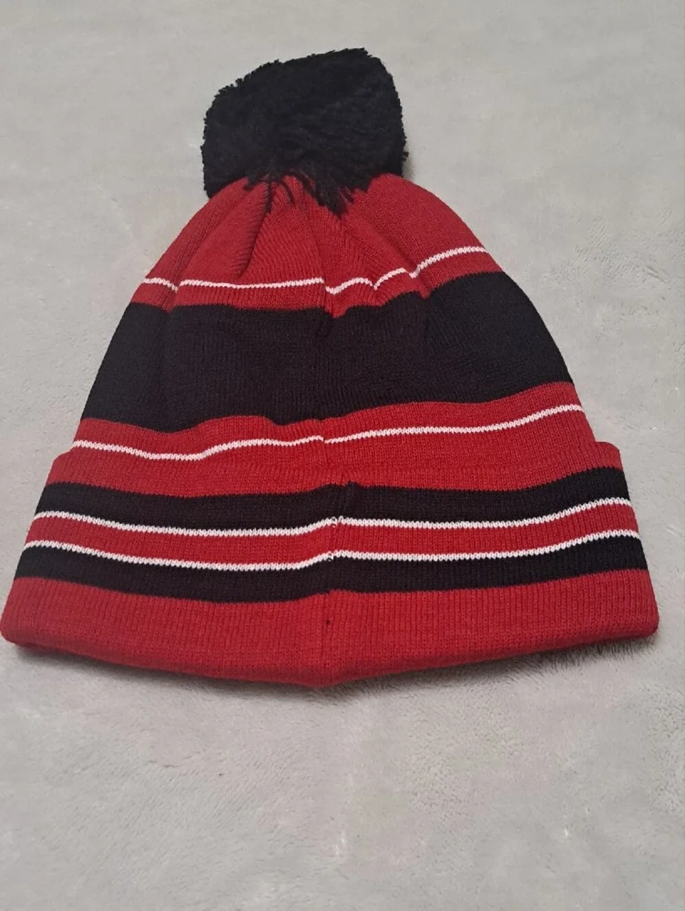 Red Cinnamon Whiskey 'Fireball' Pom Beanie Hat with Black Pom New in Packaging